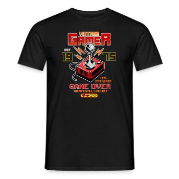 Vintage Gamer Since 1975 Funny Birthday Gaming - Men's T-Shirt - black - Front - AI Model Male 178 light (178cm)