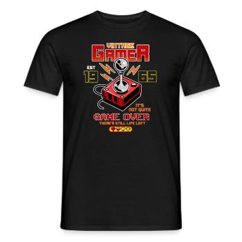 Vintage Gamer Since 1965 Funny Birthday Gaming - Men's T-Shirt - black - Front - AI Model Male 178 light (178cm)