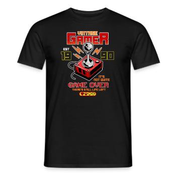 Vintage Gamer depuis 1990 Drôle d’anniversaire Gaming - T-shirt homme - noir - Devant - AI Model Male 178 light (178cm)