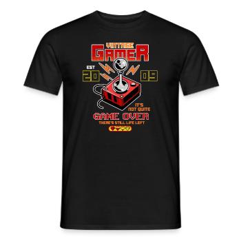 Vintage Gamer Since 2009 Funny Birthday Gaming - Men's T-Shirt - black - Front - AI Model Male 178 light (178cm)