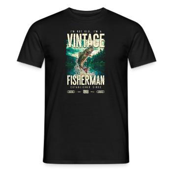 Vintage Trout Fisherman Fishing Birthday 1998 - Men's T-Shirt - black - Front - AI Model Male 178 light (178cm)