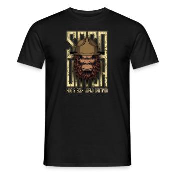 Cache-cache Champion du monde Bigfoot Sasquatch - T-shirt homme - noir - Devant - AI Model Male 178 light (178cm)