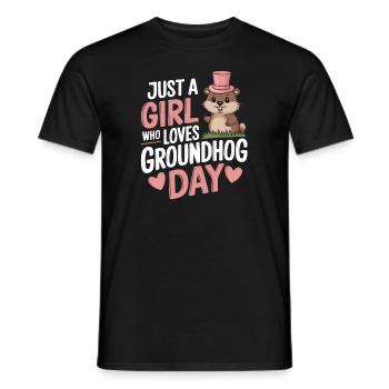Just A Girl Who Loves Groundhog Day - Men's T-Shirt - black - Front - AI Model Male 178 light (178cm)