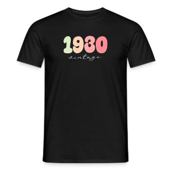 Date de naissance Année de naissance 1930 - T-shirt homme - noir - Devant - AI Model Male 178 light (178cm)