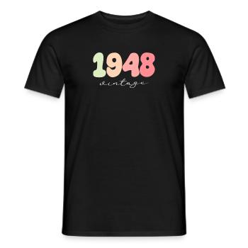 1948 Anniversaire Année de naissance - T-shirt homme - noir - Devant - AI Model Male 178 light (178cm)
