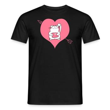 Un chat rempli d'amour ! - T-shirt homme - noir - Devant - AI Model Male 178 light (178cm)