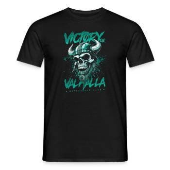 Motorcycle Norse Viking Victory Or Valhalla - Men's T-Shirt - black - Front - AI Model Male 178 light (178cm)