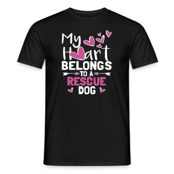 My Heart Belongs To A Rescue Dog - Men's T-Shirt - black - Front - AI Model Male 178 light (178cm)