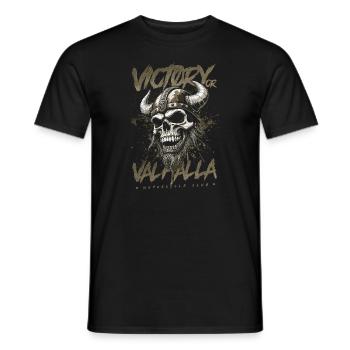 Motorcycle Norse Viking Victory Or Valhalla - Men's T-Shirt - black - Front - AI Model Male 178 light (178cm)