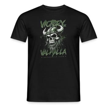 Motorcycle Norse Viking Victory Or Valhalla - Men's T-Shirt - black - Front - AI Model Male 178 light (178cm)