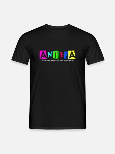 Antifa - Sometimes anti-social, always antifascist - T-shirt homme - noir
