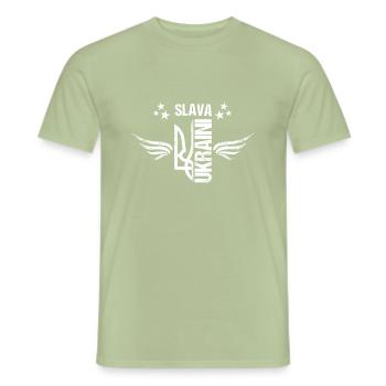 Ukraine Gloire et honneur - T-shirt homme - vert sauge - Devant - AI Model Male 178 light (178cm)