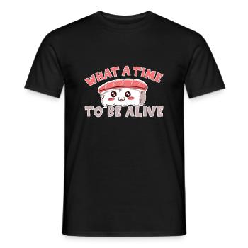 Kawaii Japanese Food Salmon Salmon Sushi Roll - T-shirt homme - noir - Devant - AI Model Male 178 light (178cm)