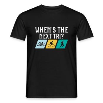 When's the next Tri? Triathlete Triathlon - Men's T-Shirt - black - Front - AI Model Male 178 light (178cm)