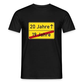 20. Geburtstag Ortsschild - Männer T-Shirt - Schwarz - Vorne - AI Model Male 178 light (178cm)