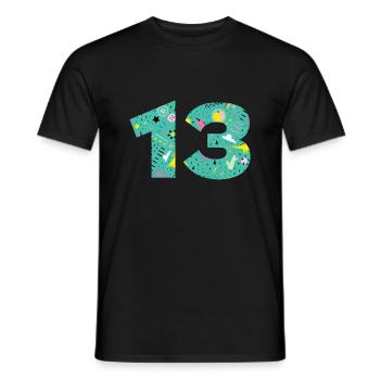 Numéro 13 anniversaire personnalisé - T-shirt homme - noir - Devant - AI Model Male 178 light (178cm)