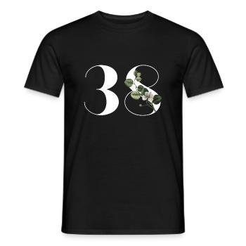 Number 38 Floral Green - 38th Floral Birthday - Men's T-Shirt - black - Front - AI Model Male 178 light (178cm)
