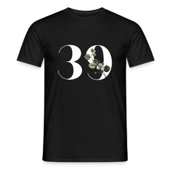 Numéro 39 floral vert - 39e anniversaire floral - T-shirt homme - noir - Devant - AI Model Male 178 light (178cm)