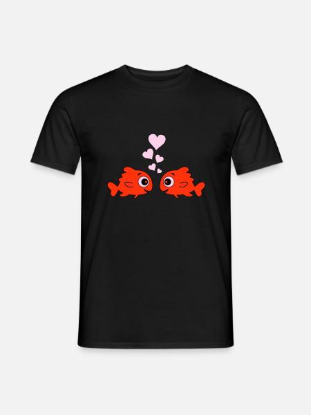 Comic Pisces in Love - Men's T-Shirt - black