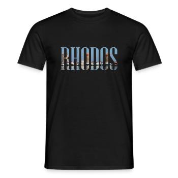 Rhodes vacances avec plage, Moulins à vent Grèce - T-shirt homme - noir - Devant - AI Model Male 178 light (178cm)