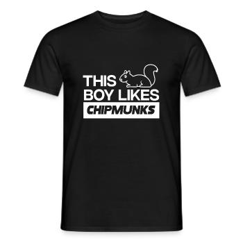 Boy Likes Cute Chipmunks Forest Animal Nature - Men's T-Shirt - black - Front - AI Model Male 178 light (178cm)