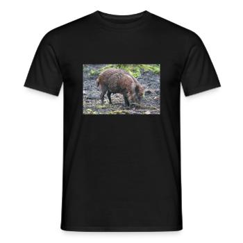 Wild boar (in german Wildschwein) Sus scrofa - Men's T-Shirt - black - Front - AI Model Male 178 light (178cm)