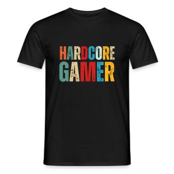 Hardcore Gamer Funny Gaming Gamer Quote - Men's T-Shirt - black - Front - AI Model Male 178 light (178cm)