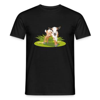 Mignon bébé chèvre sur la pelouse - T-shirt homme - noir - Devant - AI Model Male 178 light (178cm)