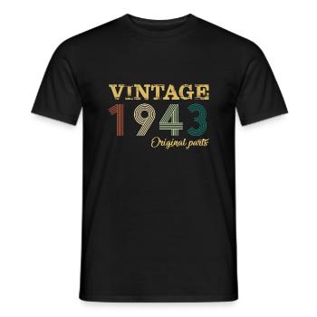 Vintage 1943 Original Parts Year Of Birth Birthday - Men's T-Shirt - black - Front - AI Model Male 178 light (178cm)