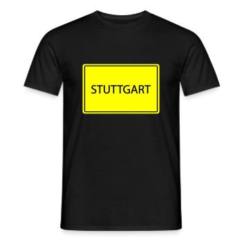 ortsschild stuttgart - Männer T-Shirt - Schwarz - Vorne - AI Model Male 178 light (178cm)