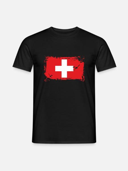 Flagge Schweiz, Switzerland, Swiss - Männer T-Shirt - Schwarz