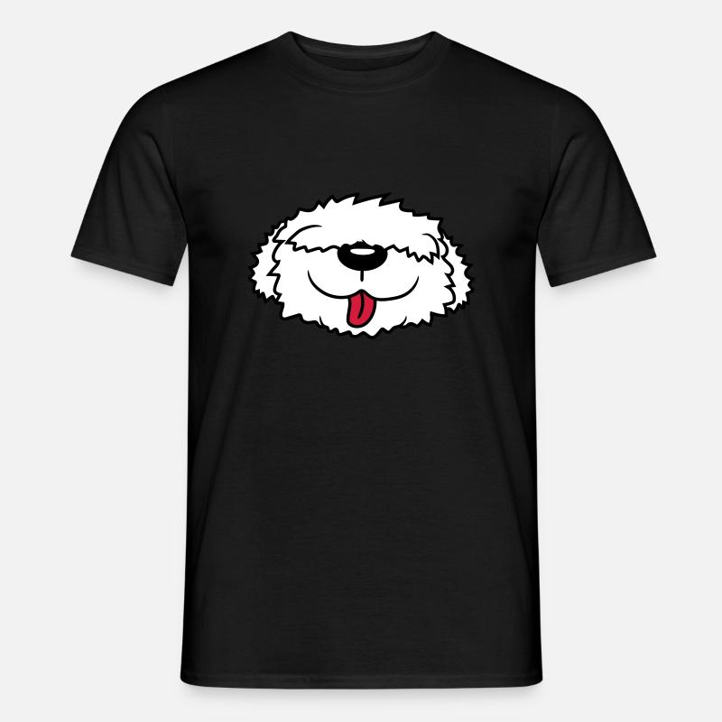 Bobtail Hund Gesicht - Männer T-Shirt - Schwarz