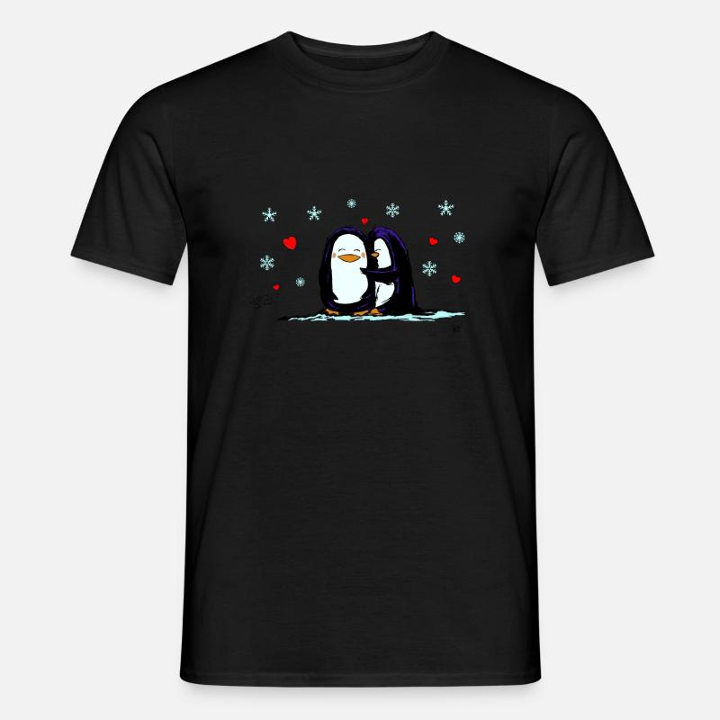 Pingvin kærlighed - Mænd T-shirt - sort
