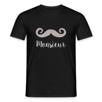 Monsieur Moustache Big white - Men's T-Shirt - black - Front - AI Model Male 178 light (178cm)