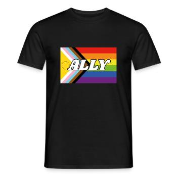 Ally Inclusive Pride Progress Flag - Men's T-Shirt - black - Front - AI Model Male 178 light (178cm)