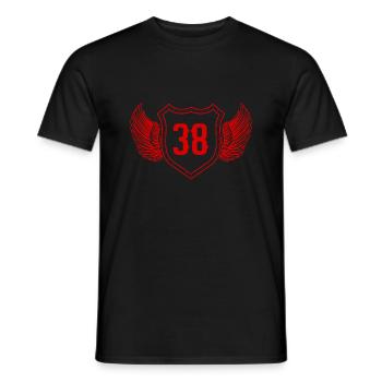 38 Nombre d’armoiries - T-shirt homme - noir - Devant - AI Model Male 178 light (178cm)