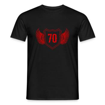 70 Zahl Wappen - Männer T-Shirt - Schwarz - Vorne - AI Model Male 178 light (178cm)