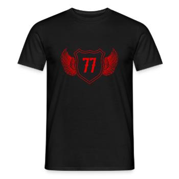 77 Zahl Wappen - Männer T-Shirt - Schwarz - Vorne - AI Model Male 178 light (178cm)