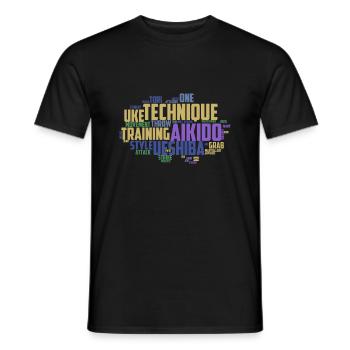 Japanische Kampfkunst Aikido Begriffe Wordcloud - Männer T-Shirt - Schwarz - Vorne - AI Model Male 178 light (178cm)