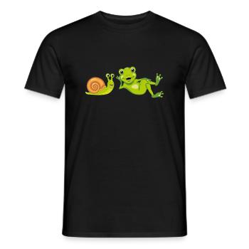 Funny snail and frog - Men's T-Shirt - black - Front - AI Model Male 178 light (178cm)