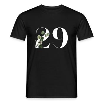 Nummer 29 Grüne Blumen - 29. Blumengeburtstag - Männer T-Shirt - Schwarz - Vorne - AI Model Male 178 light (178cm)