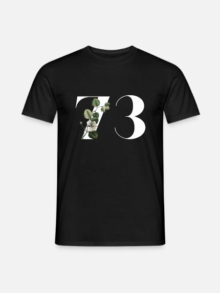 Nummer 73 Blumengrün - 73. Blumengeburtstag - Männer T-Shirt - Schwarz