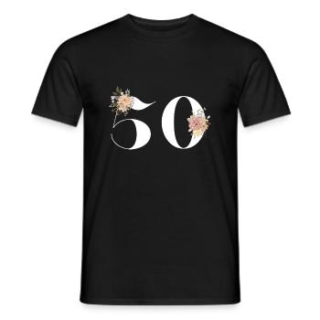 50th Anniversary Flowers (Gift of 50 years) - Men's T-Shirt - black - Front - AI Model Male 178 light (178cm)