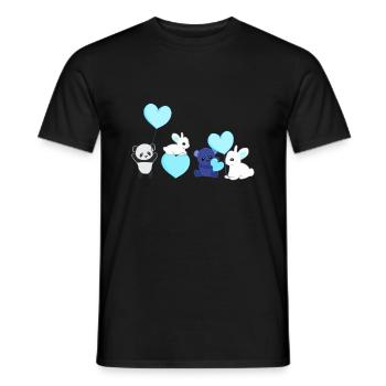 Animaux Panda Lapin Ours Amour bleu Militants des droits des animaux - T-shirt homme - noir - Devant - AI Model Male 178 light (178cm)
