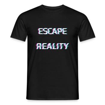 escape reality cyber futuristic dystopian glitch - Men's T-Shirt - black - Front - AI Model Male 178 light (178cm)