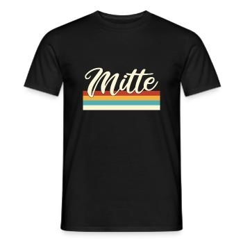 Mitte - Berlin - Retro - Vintage - Balken - Männer T-Shirt - Schwarz - Vorne - AI Model Male 178 light (178cm)