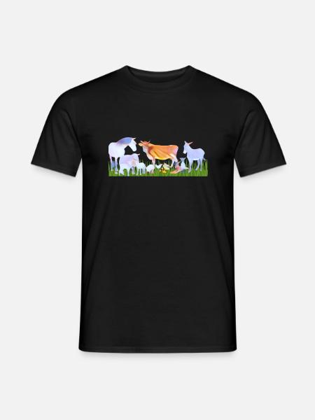 Bauernhoftiere / Tiere im Herzen - Männer T-Shirt - Schwarz