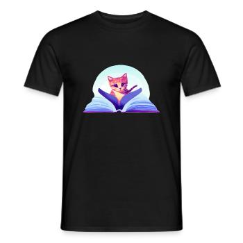 Livres pour chats Chat Lecture Livre Chaton Chat domestique - T-shirt homme - noir - Devant - AI Model Male 178 light (178cm)
