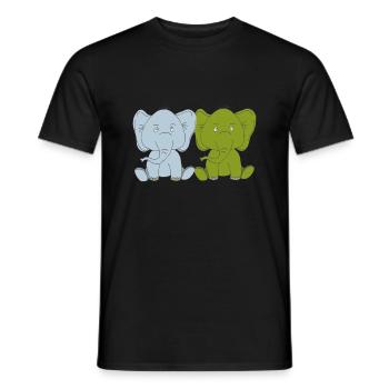 Deux bébés éléphants - T-shirt homme - noir - Devant - AI Model Male 178 light (178cm)