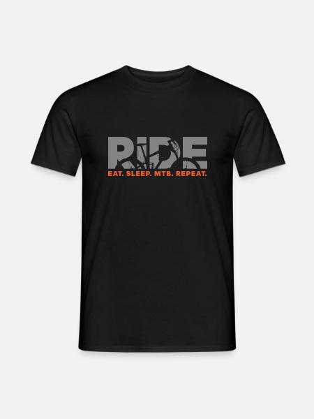 Ride Eat sleep MTB repeat - Men's T-Shirt - black